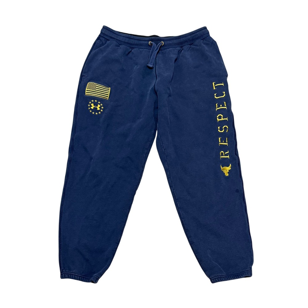 Under Armour Project Rock Respect Sweatpants Mens Size XL Navy Blue Joggers